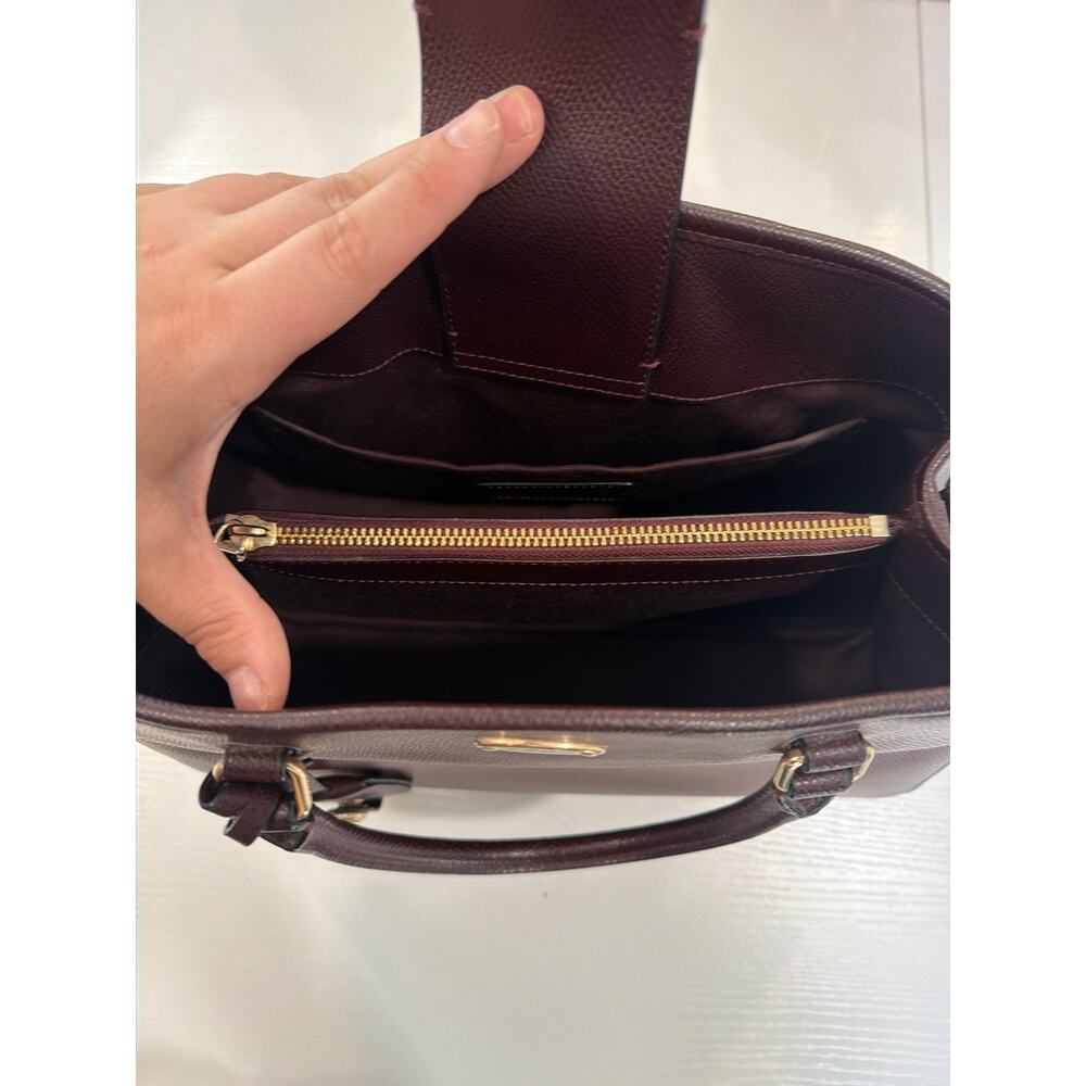 Coach Leather Margot Carryall Bag Burgundy Color - Picture 7 of 9